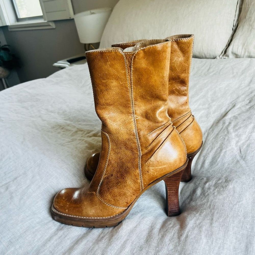 Steve Madden Kinko heeled square toe lugg sole boots side zip Vintage 90s EUC RA - Picture 7 of 9